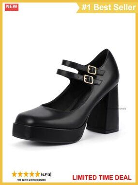 IDIFU IN4 Mary Jane Platform Heels Closed Toe Square Toe Pumps Business